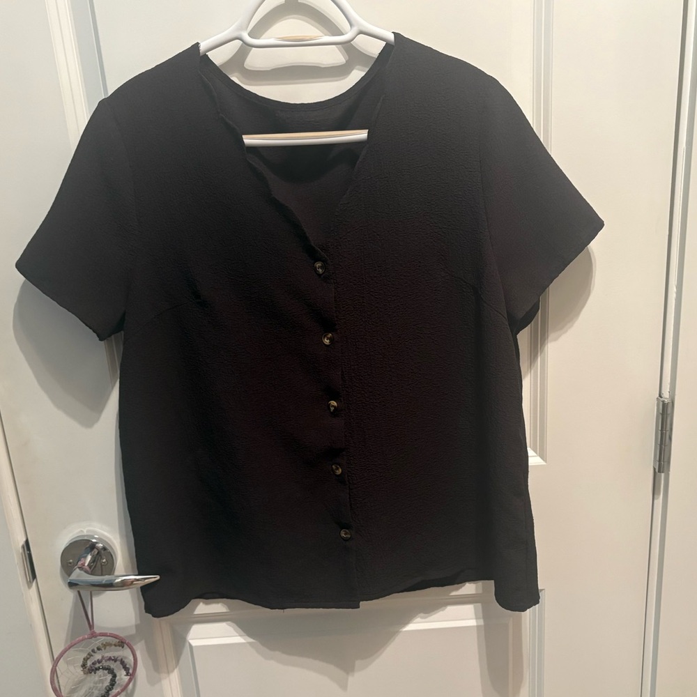 Classic Black Button-Up Women's Top
